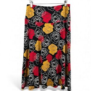 Ashley Blue Floral Midi Skirt Size Large